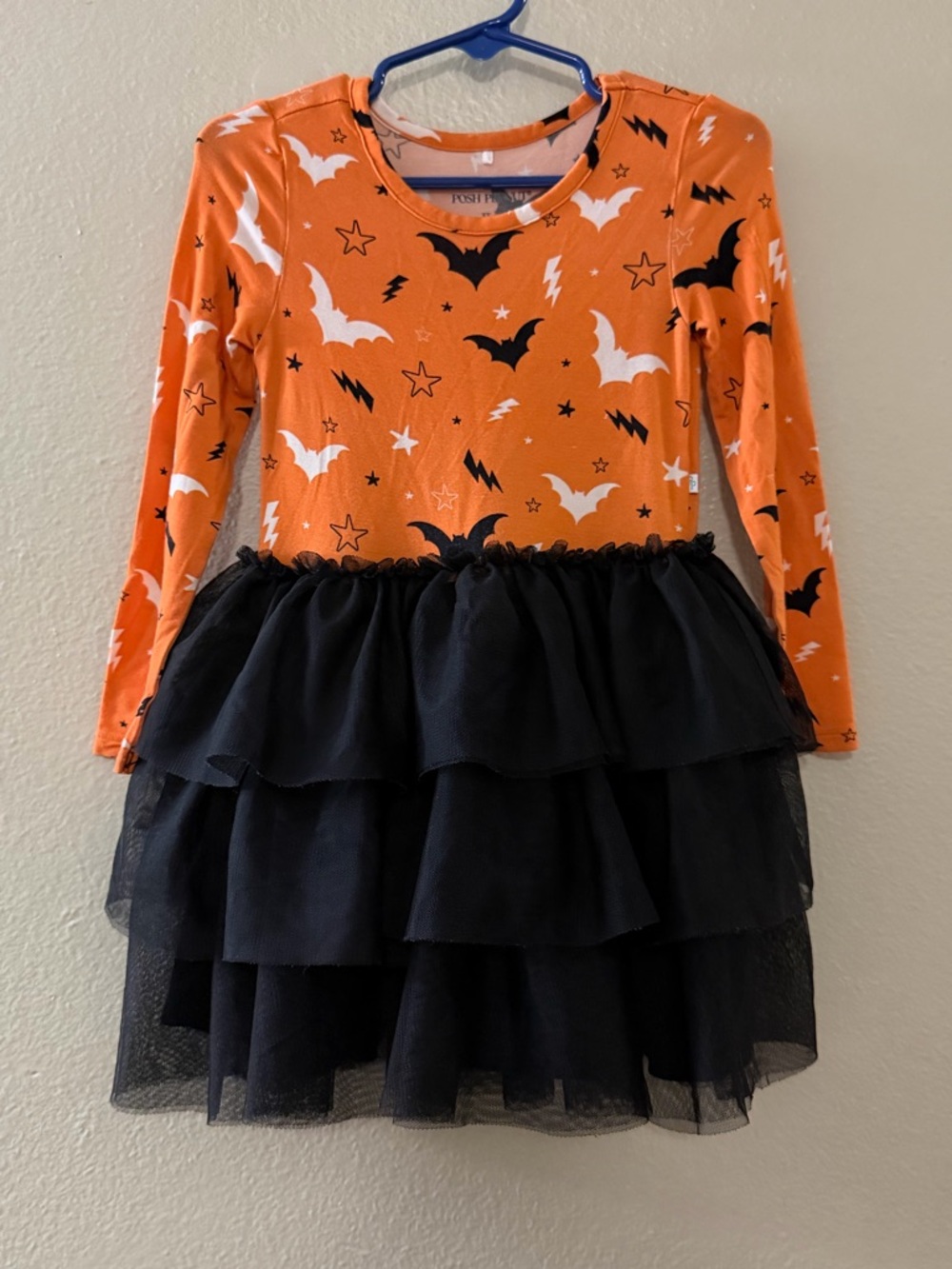 Posh Peanut Hendrix Spooky Bats Orange Long Sleeve Tulle Dress 3T 4T